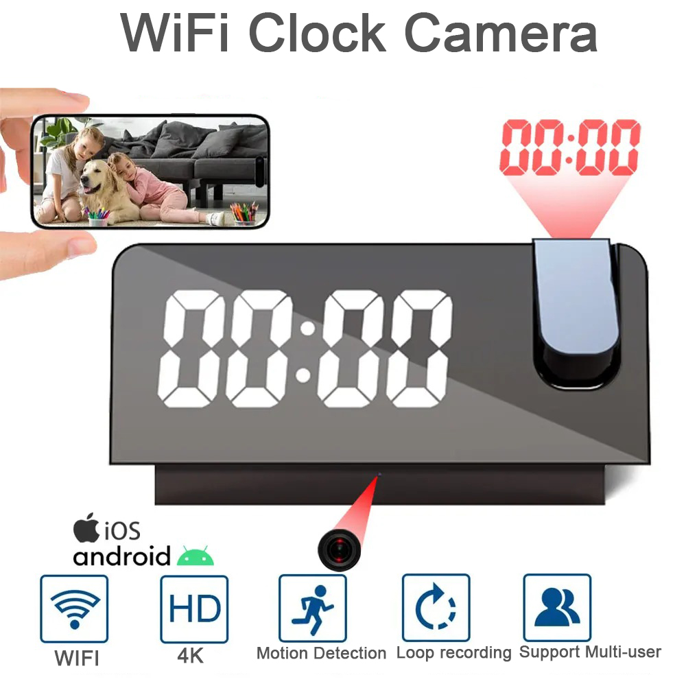 4K HD Projection Alarm Clock C - đánh giá và giá Hidden Camera Clock
