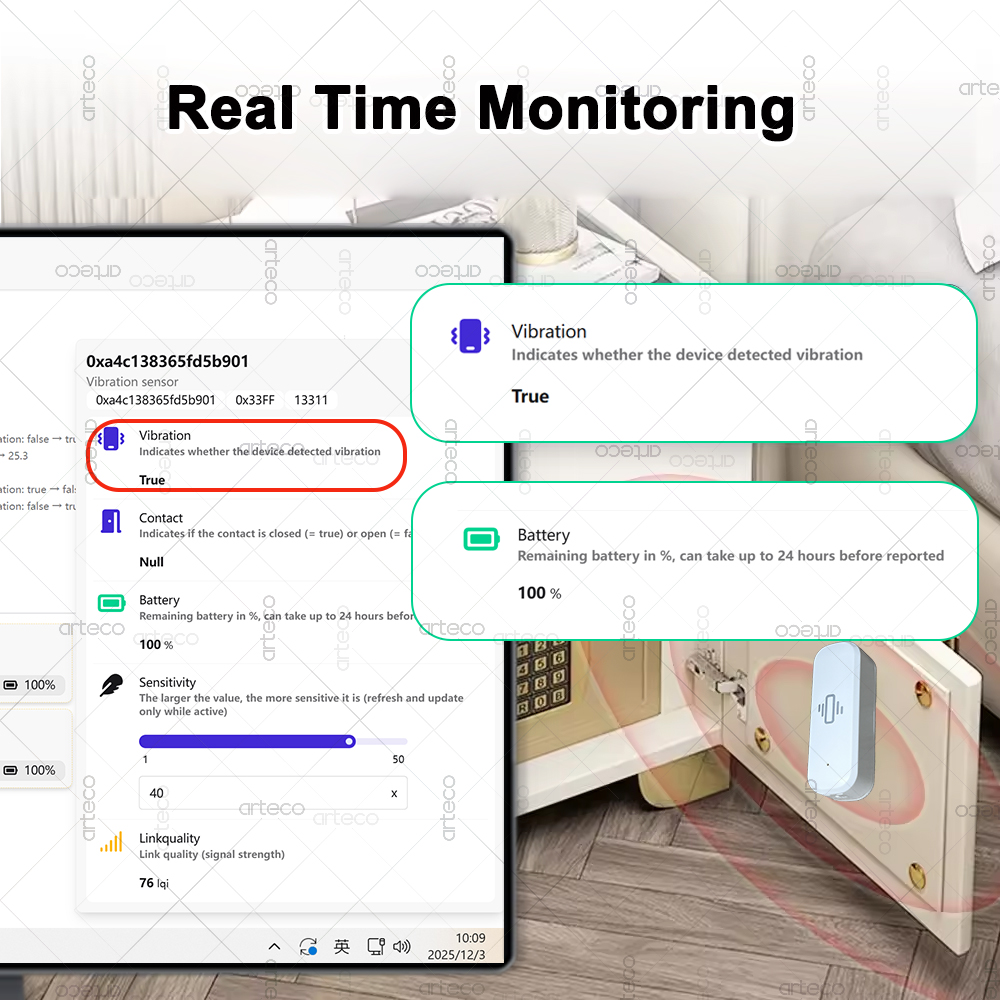Smart ZigBee 3.0 Vibration Sen - đánh giá và giá Home Security App